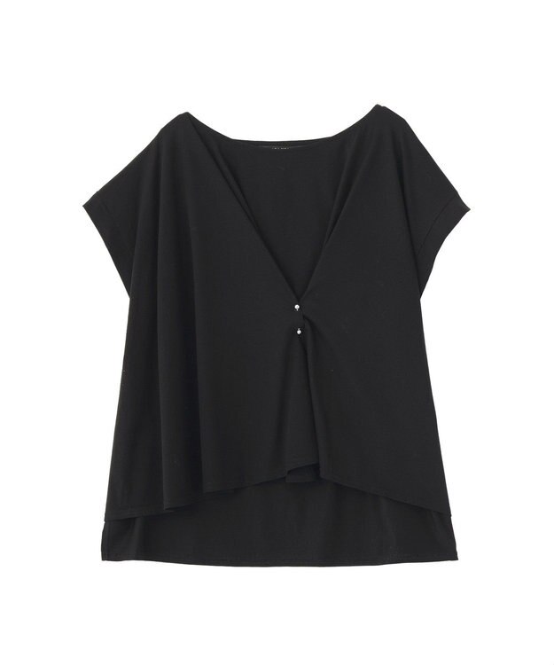YECCA VECCA ピン付きドレープカットソー Black
