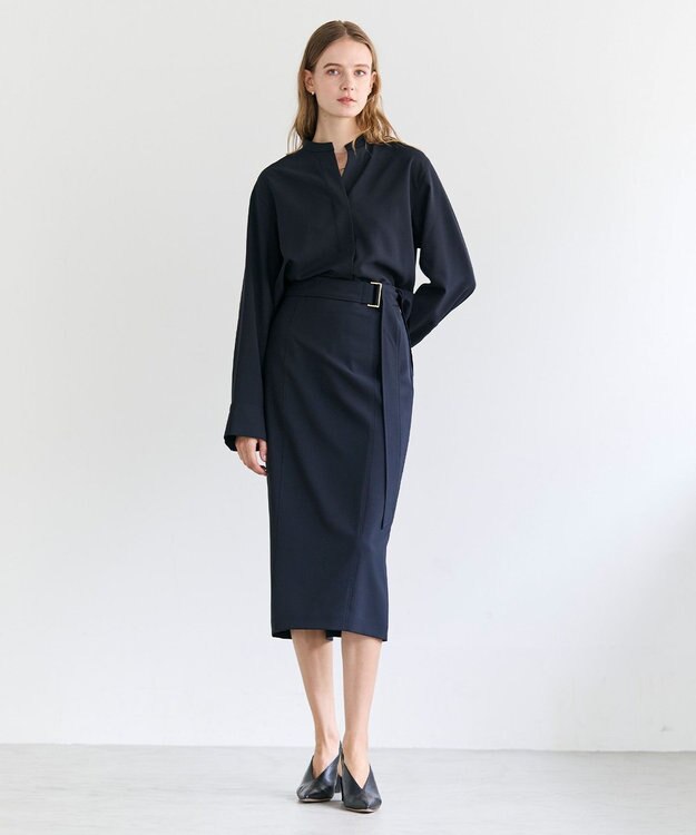 BEIGE， 【セットアップ対応】SPHENE / スタンドカラープルオーバーブラウス Navy