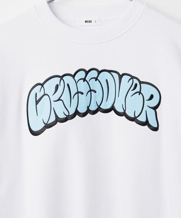 WEGO ヘビーウエイト刺繍グラフィックプルオーバー ホワイト
