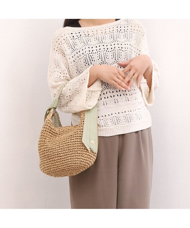 UNBILLION カシュカシュ cachecache / 下がりグログランクロッシェ2wayミニトート グリーン