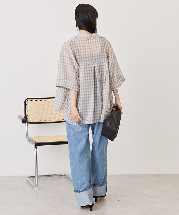 AMERICAN HOLIC 【イージーケア】スキッパーチェックシャツ Beige