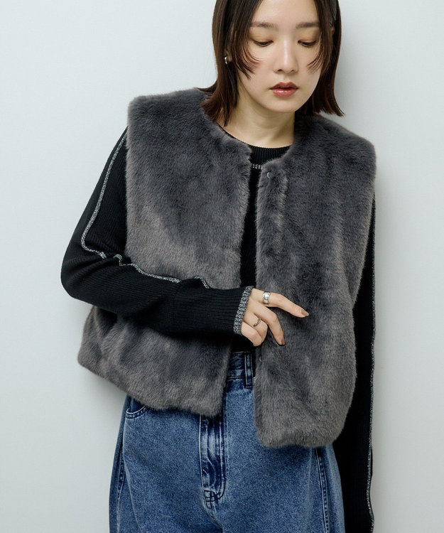 Green Parks ・ＥＬＥＮＣＡＲＥ　ＤＵＥ　フォックス調ファーベスト Charcoal Gray