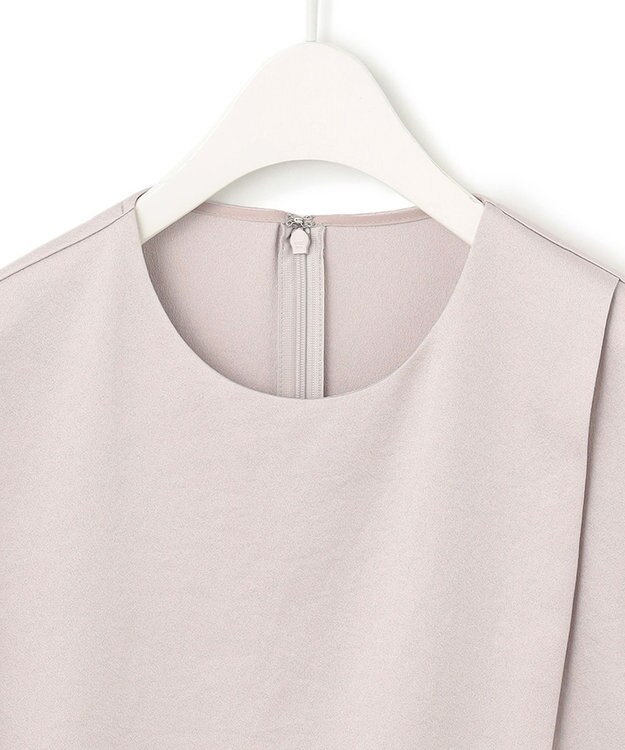 ICB 【洗える】 サテンクレープ Tブラウス パールグレー系