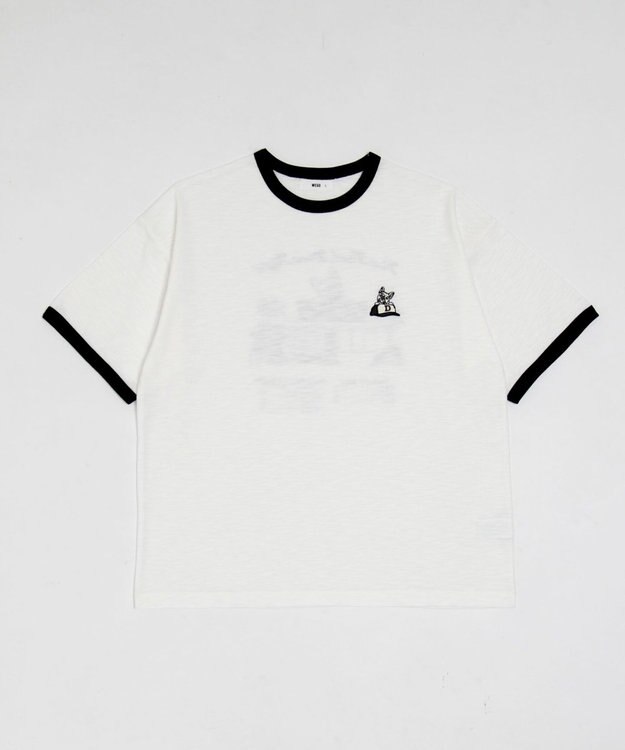 WEGO ワンポイント刺繍リンガーT（SS） ホワイト