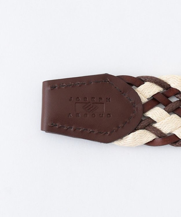 JOSEPH ABBOUD 【イタリア素材/日本製】レザーミックスブレイド ベルト キャメル系