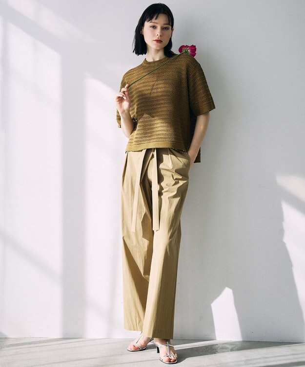 自由区 【カトリエムブーケ】Tricot en cupro バックジッププルオーバー シナモン