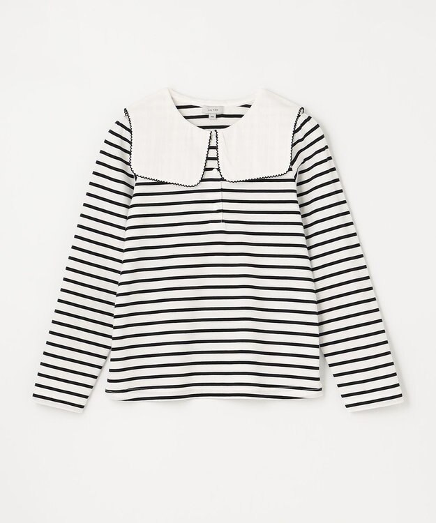 ANY KIDS セーラー襟付き 長袖 トップス オフ×ブラックボーダー