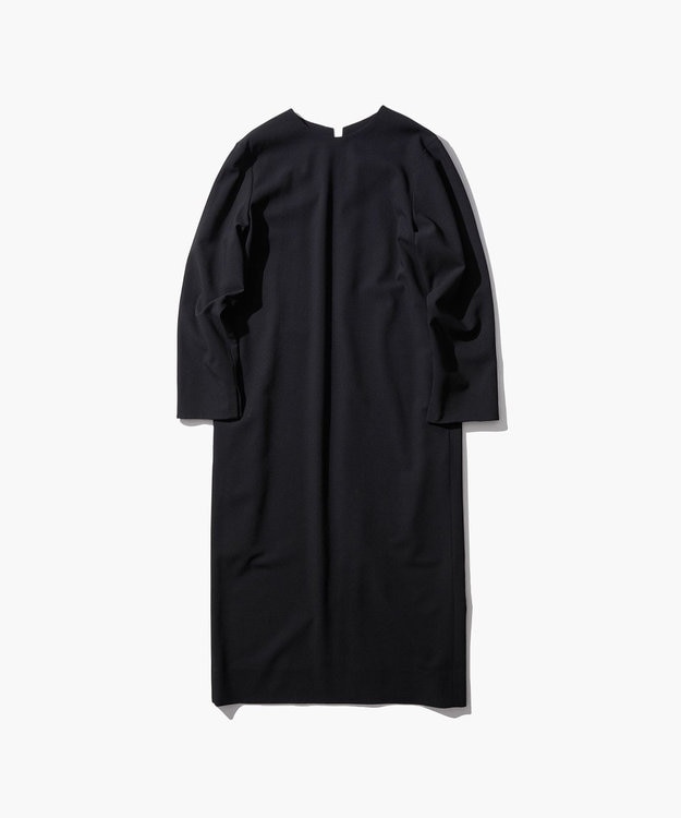 ATON HIGH TWIST WOOL | ハーフスリーブドレス BLACK