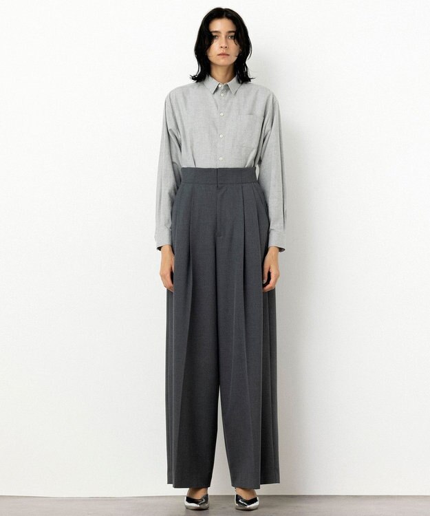 NAVE 【Nave・洗える】2WAYツイル ワイドパンツ ライトグレー系