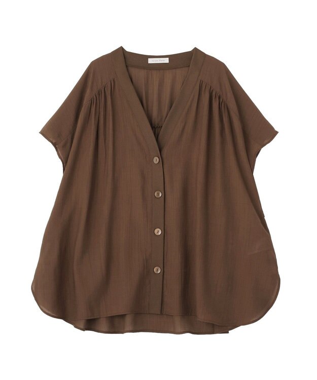 Green Parks フレンチスリーブリブドッキングシャツ Brown