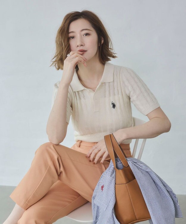 WEGO 別注USPOLO　ケーブルニットポロ ホワイトアイボリー