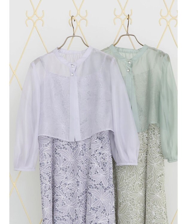 earth music&ecology ＳＥＴ２点　シアーブラウス＋レースキャミワンピース Lavender
