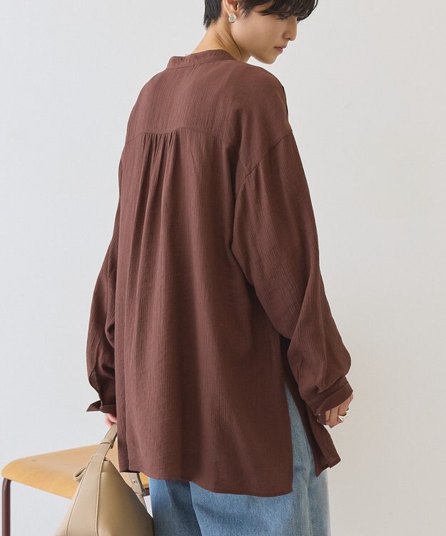 AMERICAN HOLIC 楊柳バンドカラーシャツ Brown