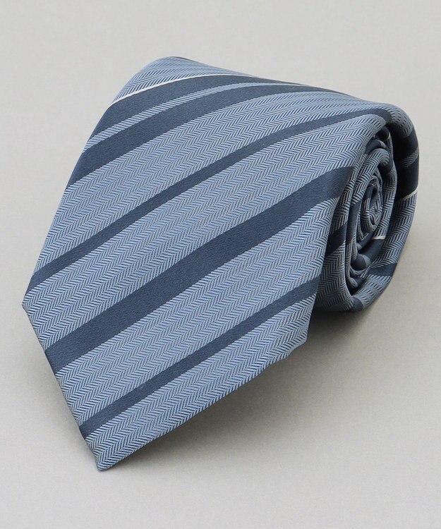 GOTAIRIKU  GOTAIRIKU別注【日本製】シルク ネクタイ_レジメンタル柄 サックスブルー×ブルー