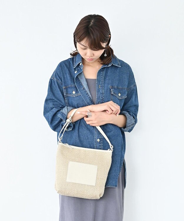 Hekhèr Le Style de Vie 【日本製 / 3WAY】ジュート×牛革 ショルダーバッグmedium ホワイト