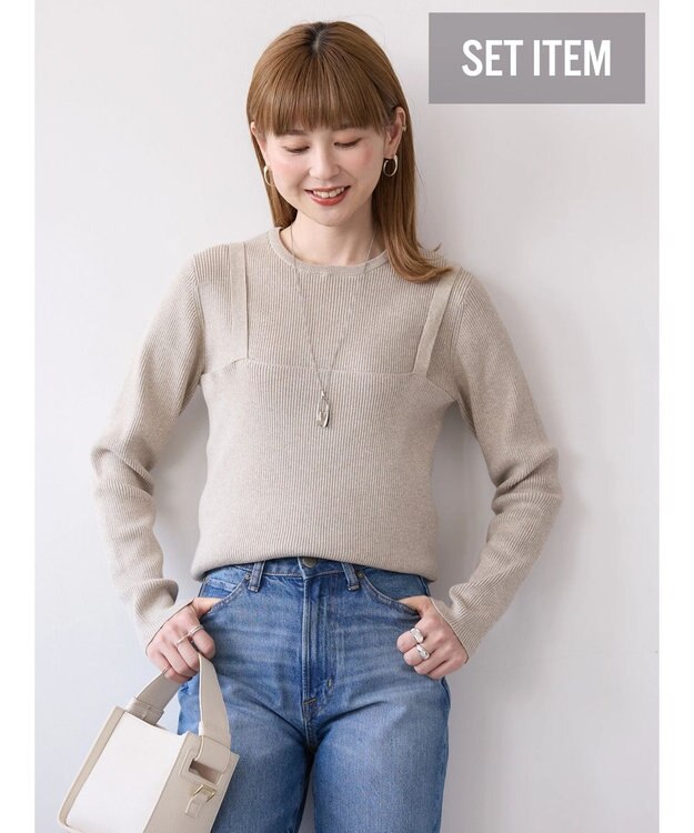 AMERICAN HOLIC ＳＥＴ　リブニットプルオーバー＋ニットキャミ Beige Mixture