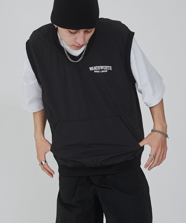 WEGO ナイロンVネックベスト ブラック