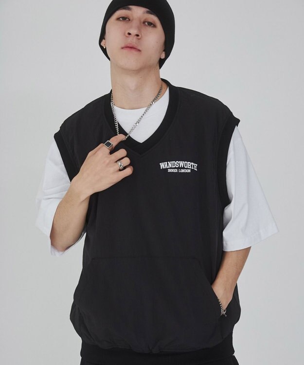 WEGO ナイロンVネックベスト ブラック