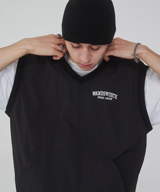 WEGO ナイロンVネックベスト ブラック