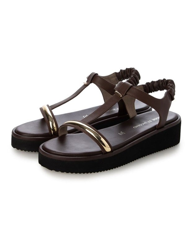 MODE ET JACOMO <MODE ET JACOMO>柔らか厚底ストラップサンダル ダークブラウン