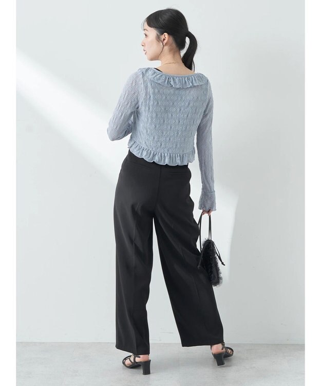 earth music&ecology タックストレートパンツ Black