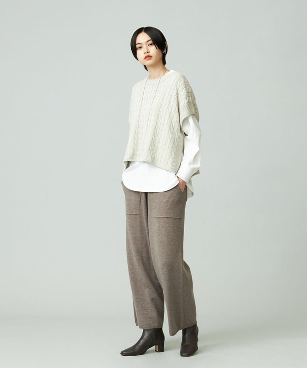 J.PRESS YORK STREET 【WOMEN】ANTI PILLING WOOL ニットワイドパンツ ブラウン系