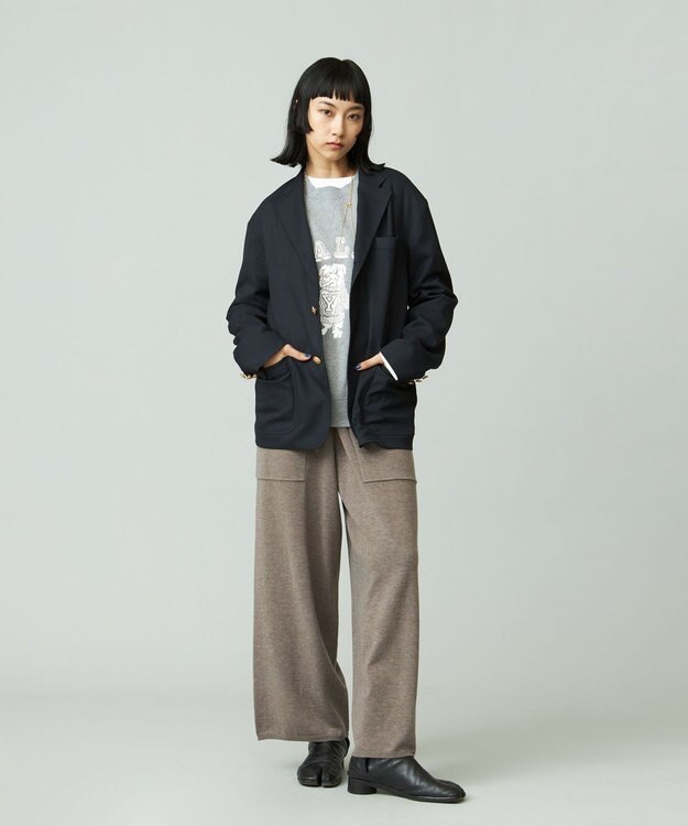 J.PRESS YORK STREET 【WOMEN】ANTI PILLING WOOL ニットワイドパンツ ブラウン系