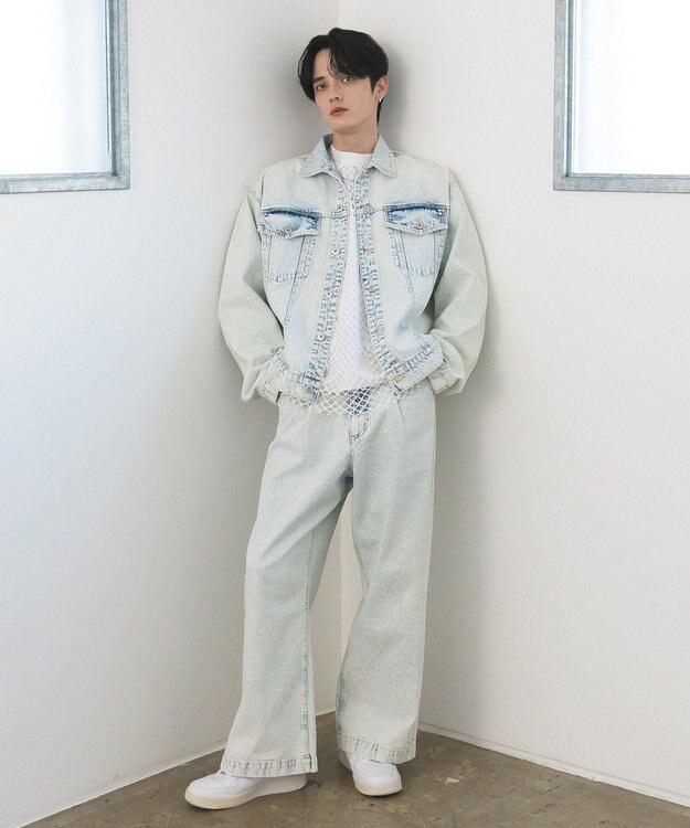 CRAFT STANDARD BOUTIQUE ハイブリーチケミカル加工デニムワイドパンツ Light Indigo