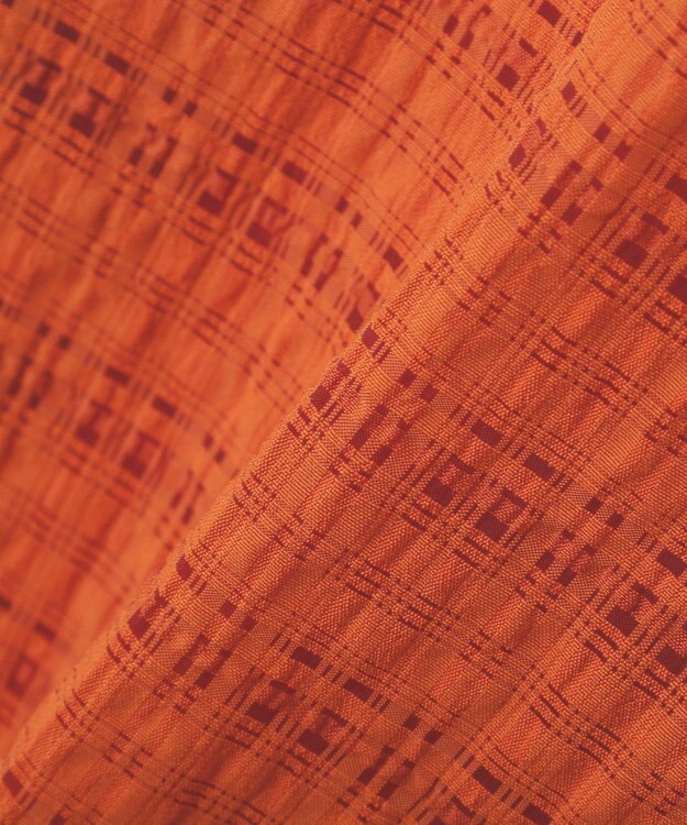 Green Parks シアーチェック７分袖シャツ Orange