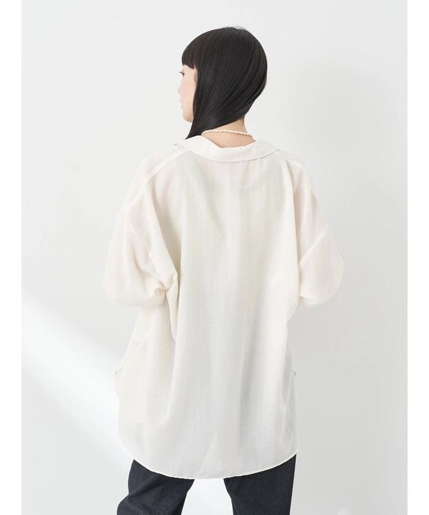 earth music&ecology シアーボーイズライクシャツ Off White