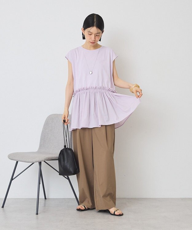 AMERICAN HOLIC 汗染み防止・異素材ペプラムプルオーバー Purple