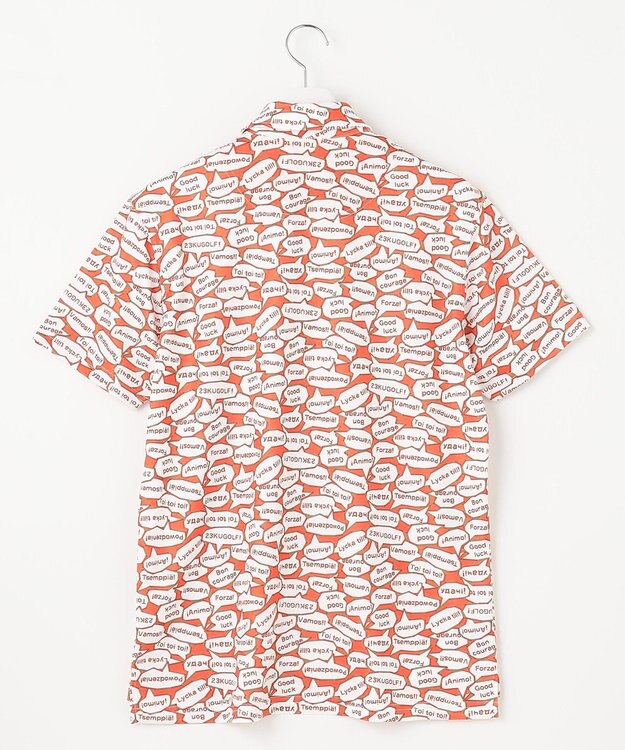 23区GOLF 【MEN】【キングサイズ/吸水速乾/UVカット】YELL総柄プリントポロシャツ オレンジ系5