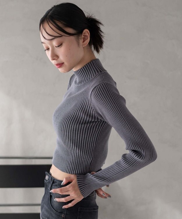 WEGO リブハイネックショートニット スミクロ