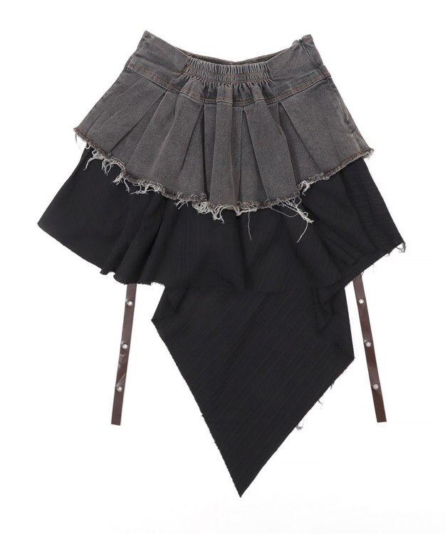 WEGO イレギュラーヘムデニムスカパン ブラック