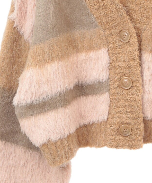 earth music&ecology フェザーミックスインターシャカーディガン Brown