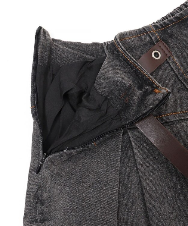 WEGO イレギュラーヘムデニムスカパン ブラック