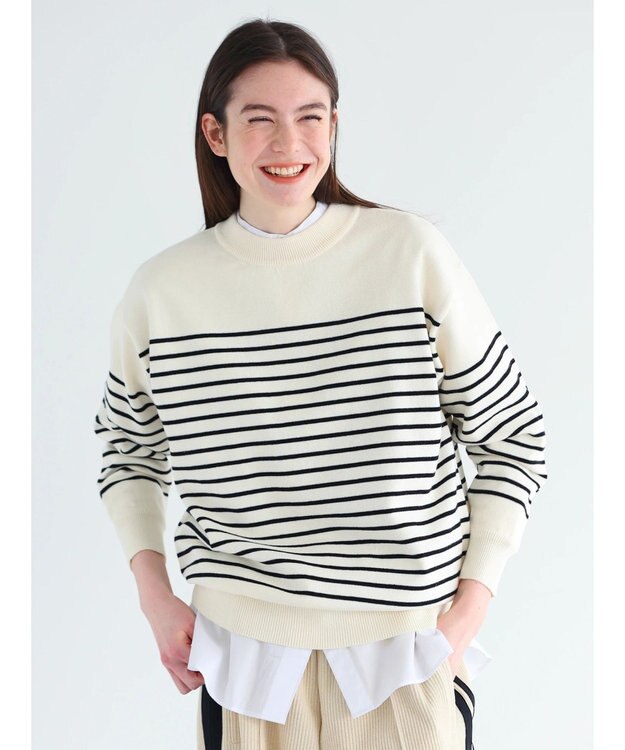 CRAFT STANDARD BOUTIQUE パネルボーダーニットプルオーバー White
