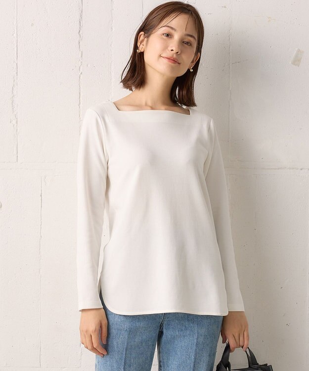 組曲 スクエアネックテール ロングＴシャツ アイボリー系