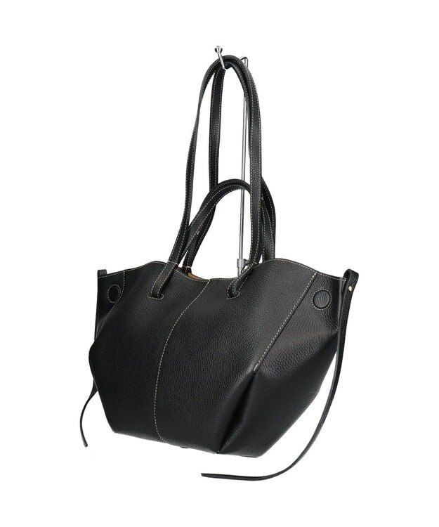 INTER-CHAUSSURES 【ANDREA CARDONE】センターシームレザーハンドバッグ ブラック