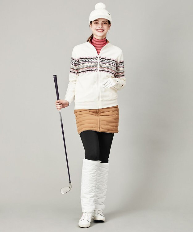 23区GOLF 【WOMEN】【洗える】ナイロンタフタファイバーボール リバーシブル 防寒 スカート アイボリー系