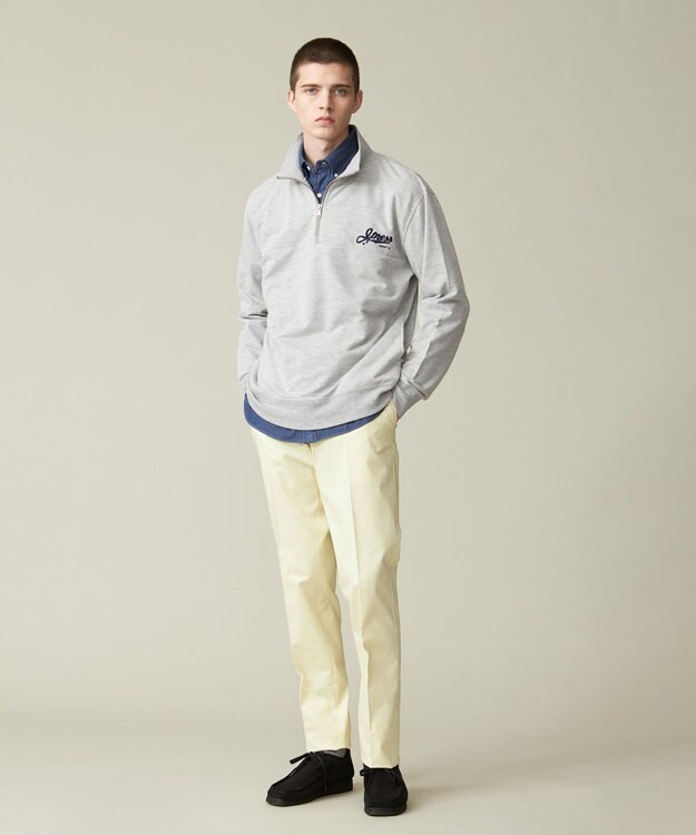 J.PRESS MEN インレージャージー ロゴハーフジップスウェット ライトグレー系