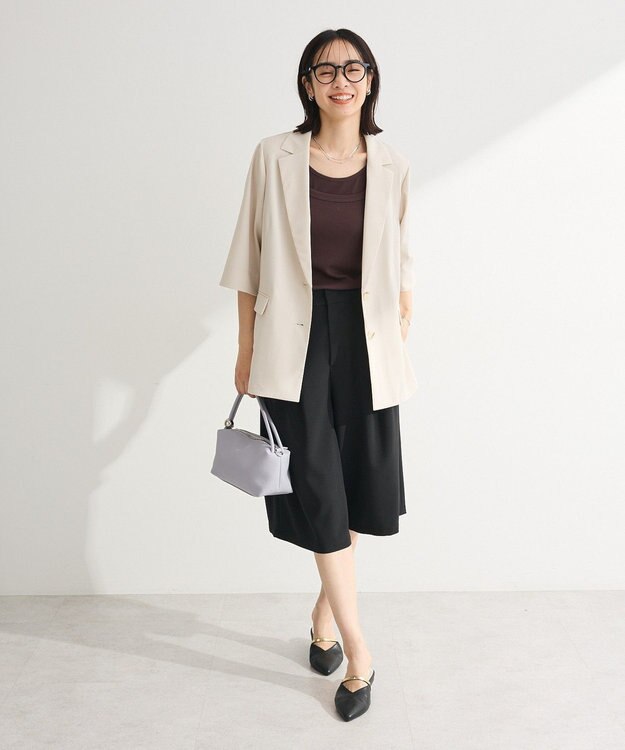 Green Parks イージーケアキュロットパンツ Black