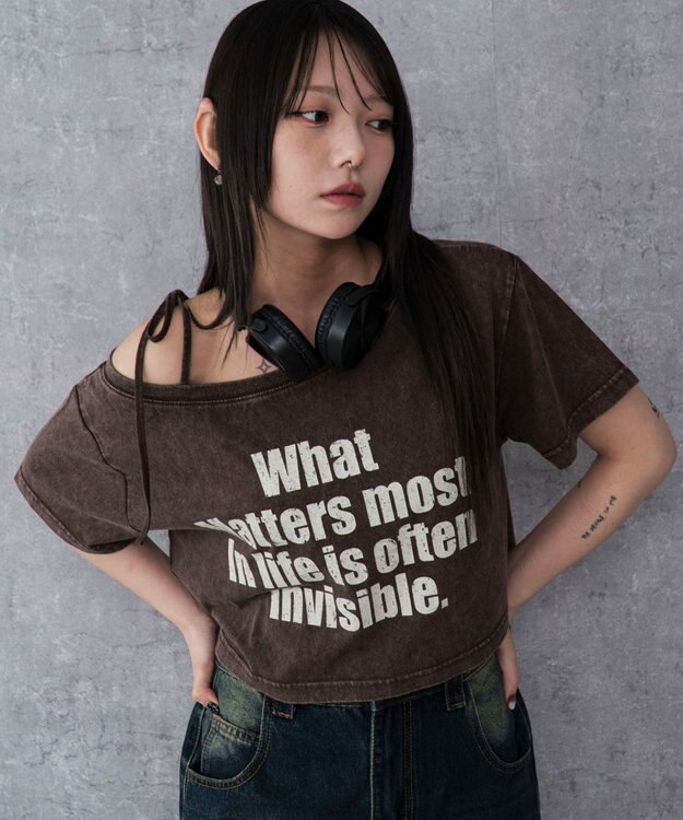 WEGO 2WAYオフショルショートT 柄8