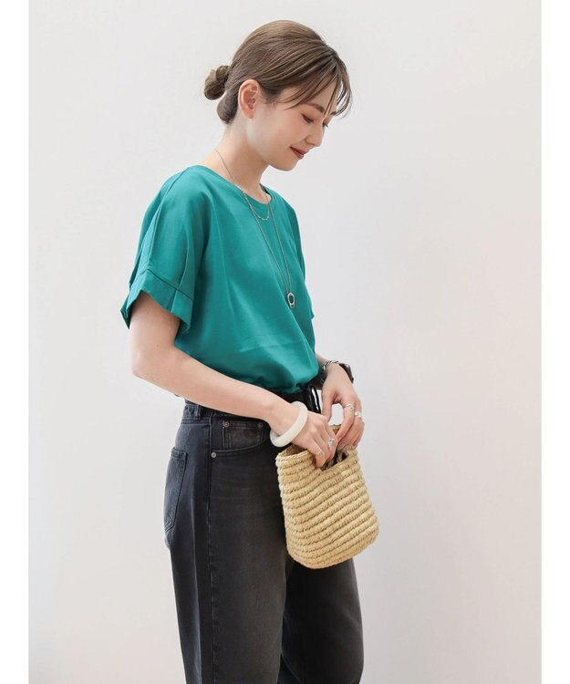 AMERICAN HOLIC 接触冷感袖タックカットプルオーバー Green