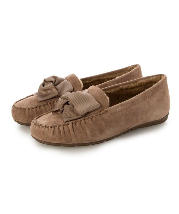 Riz raffinee <Riz raffinee>グログランリボンモカシン キャメルスエード