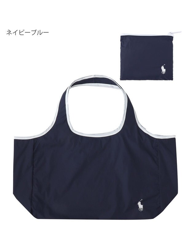 MOONBAT POLO RALPH LAUREN ポロポニー 刺繍 ポーチ付きレインバック ネイビーブルー