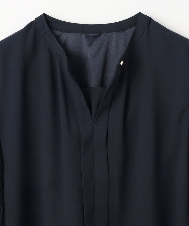 ANY L プリーツブラウス ネイビー