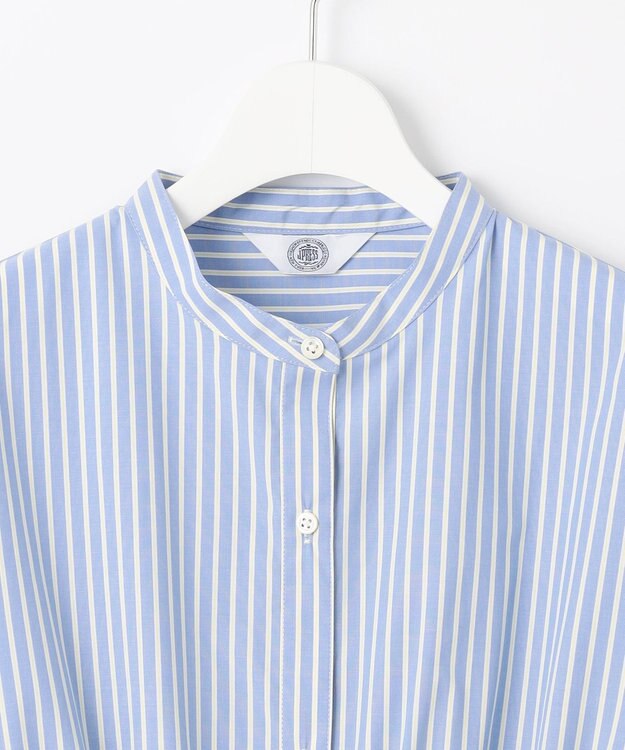 J.PRESS LADIES 【洗える・接触冷感・UVケア】エステネージュストライプ シャーリング  ブラウス サックスストライプ系