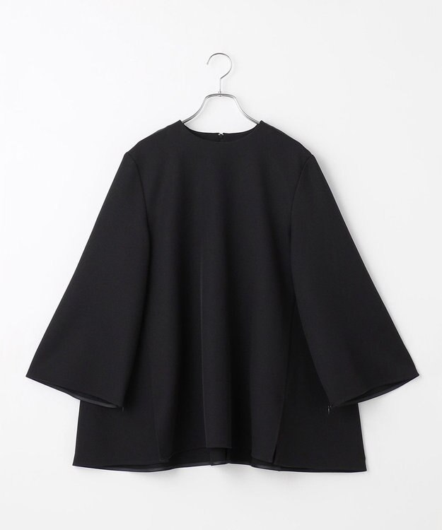#Newans 【マシンウォッシャブル】ファスナースリットＡラインブラウス ブラック