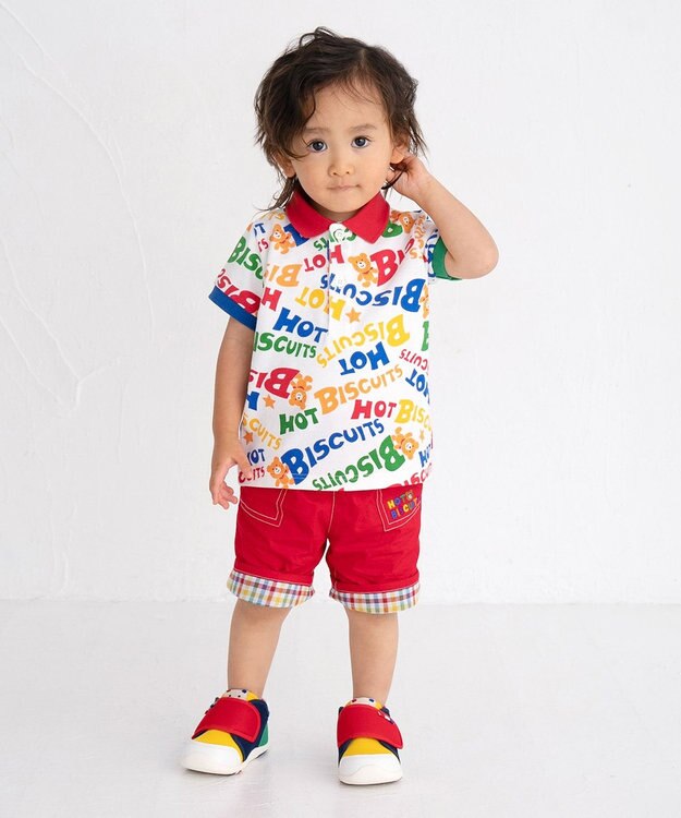 MIKI HOUSE HOT BISCUITS 【80-120cm】 カラフルロゴ ポロシャツ マルチカラー